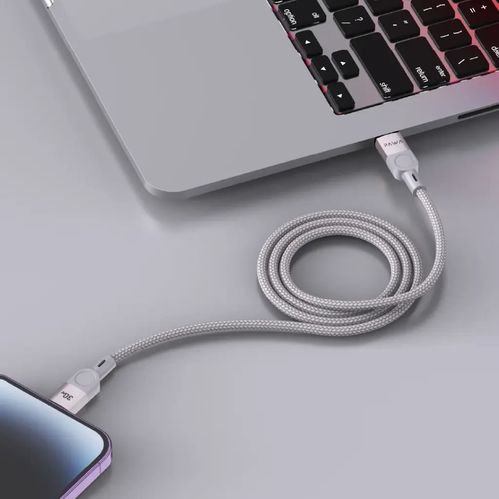 PAWA Levin Braided Cable USB-C to Lightning 30W -1.2M-GREY TITANIUM