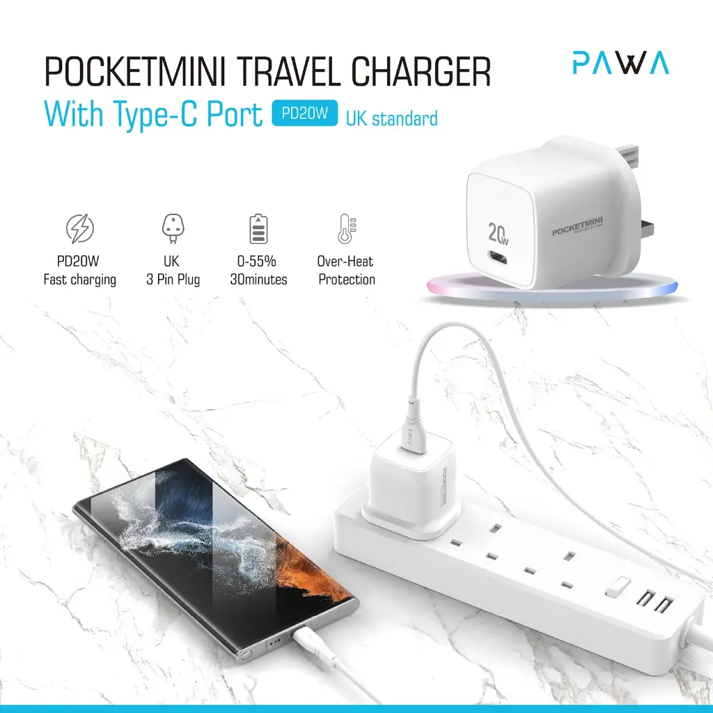 PAWA POCKETMINI TRAVEL CHARGER USB-C 20W
