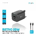 PAWA Retro 25W PD+QC UK Charger With USB-C to Lightning Cable BLACK