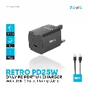 PAWA Retro PD25W Only PD Port UK Charger With USB-C to Lightning Cable BLACK