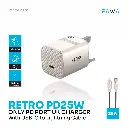 PAWA Retro PD25W Only PD Port UK Charger With USB-C to Lightning Cable TITANIUM