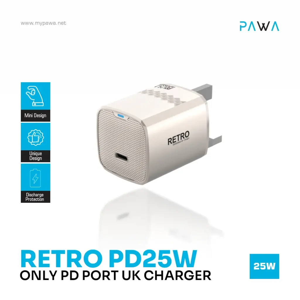 PAWA Retro PD45W Only PD Port UK Charger- TITANUM