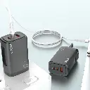 PAWA Solid Travel Charger Dual PD & QC Port GaN 65W UK Standard -BLACK