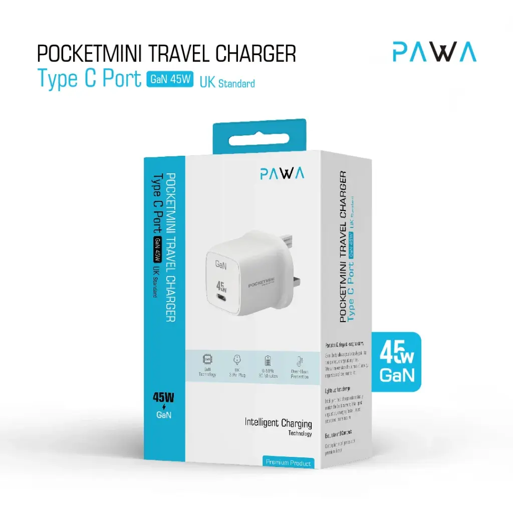 Pawa pocketmini Gan 45w adapter-white
