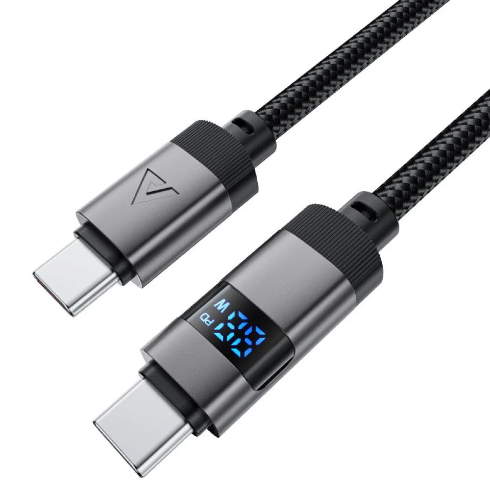  Acefast C15-03 USB-C to USB-C zinc alloy digital display braided charging data cable Black  