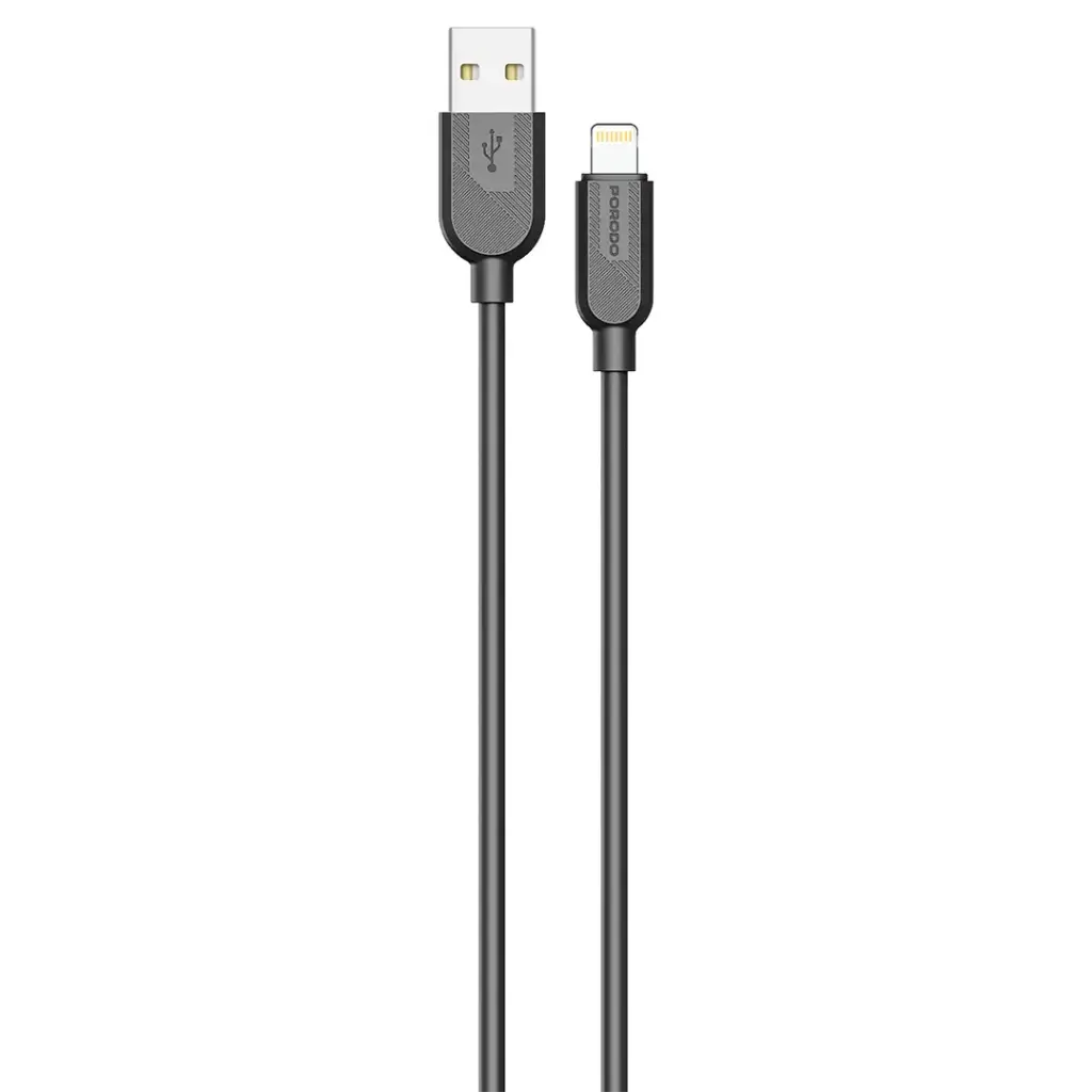 Porodo Silicone USB-A To Lightning Cable - Black 