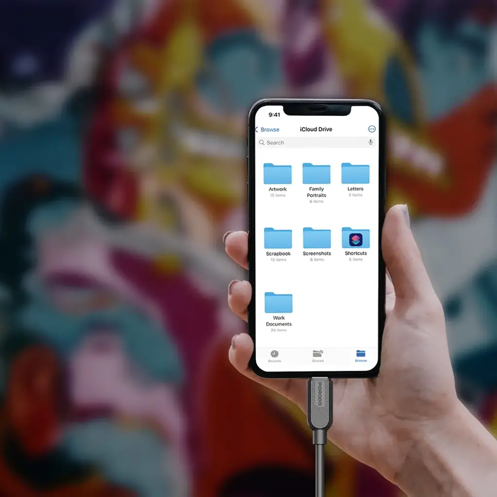 Porodo Silicone USB-C to Lightning Cable - Black 