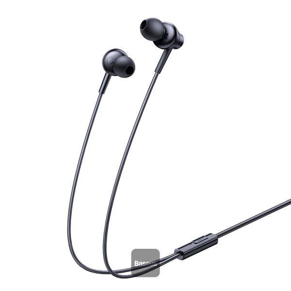 Baseus Encok CZ11 Type-C سماعة رأس سلكية، سماعة داخل الأذن USB-C مع ميكروفون - أسود