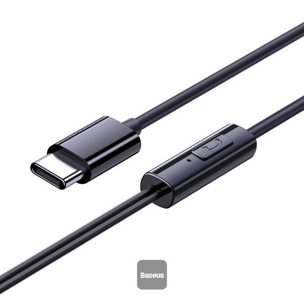 Baseus Encok CZ11 Type-C سماعة رأس سلكية، سماعة داخل الأذن USB-C مع ميكروفون - أسود