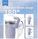 Brave Temp Guard Vacuum Insulated Travel Mug – 180° Rotating Handle, 24H Cold & 12H Hot Retention, Leak-Proof Lids, 1200ml - Purple 