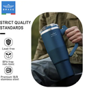 Brave Temp Guard Vacuum Insulated Travel Mug – 180° Rotating Handle, 24H Cold & 12H Hot Retention, Leak-Proof Lids, 1200ml - Navy Blue 