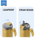 Brave Temp Guard Vacuum Insulated Travel Mug – 180° Rotating Handle, 24H Cold & 12H Hot Retention, Leak-Proof Lids, 1200ml - Yellow 