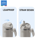 Brave Temp Guard Vacuum Insulated Travel Mug – 180° Rotating Handle, 24H Cold & 12H Hot Retention, Leak-Proof Lids, 950ml - Beige 
