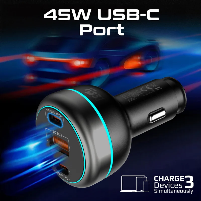 promate 230W RapidCharge™ Car Charger with Dual Power Delivery and Quick Charge Ports