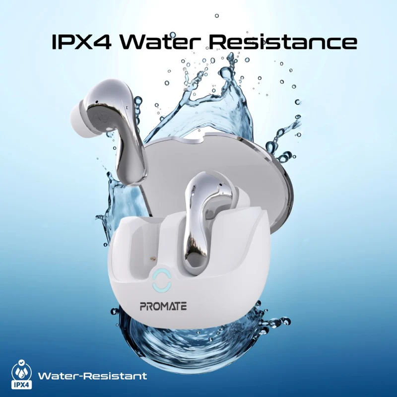 Promate High-Definition Hybrid ANC TWS Earbuds with IntelliTouch white