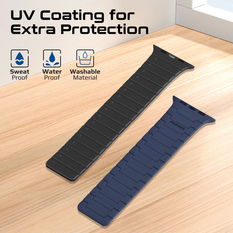 بروميت سوار ساعة سيليكون مغناطيسي فاخر باللون الأزرق الداكن 