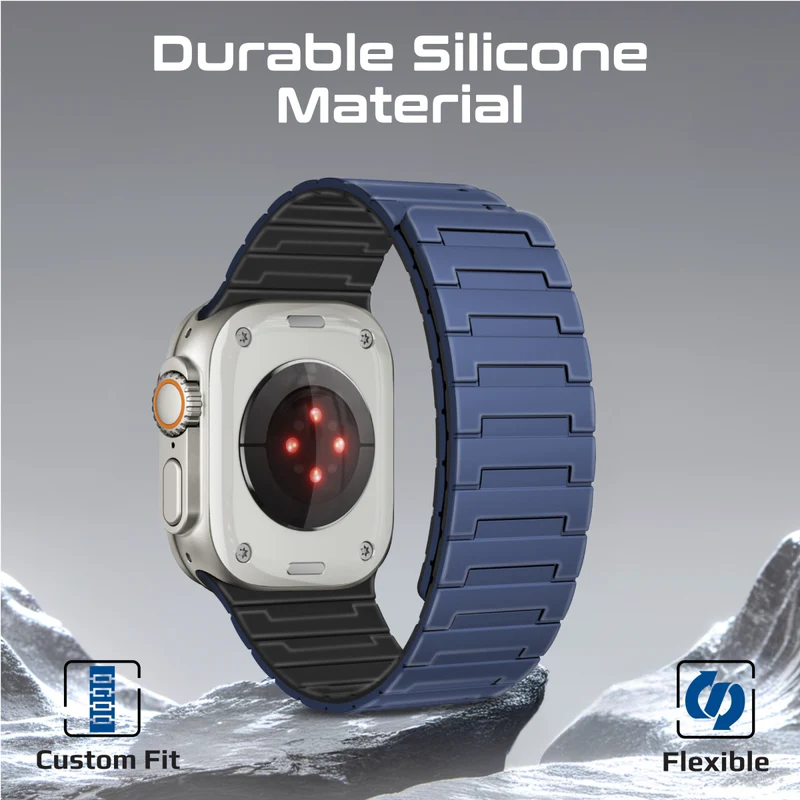 بروميت سوار ساعة سيليكون مغناطيسي فاخر باللون الأزرق الداكن 