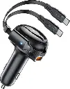  Acefast Car charger 53W, 2xUSB-C, with retractable cable B13 -(black) 