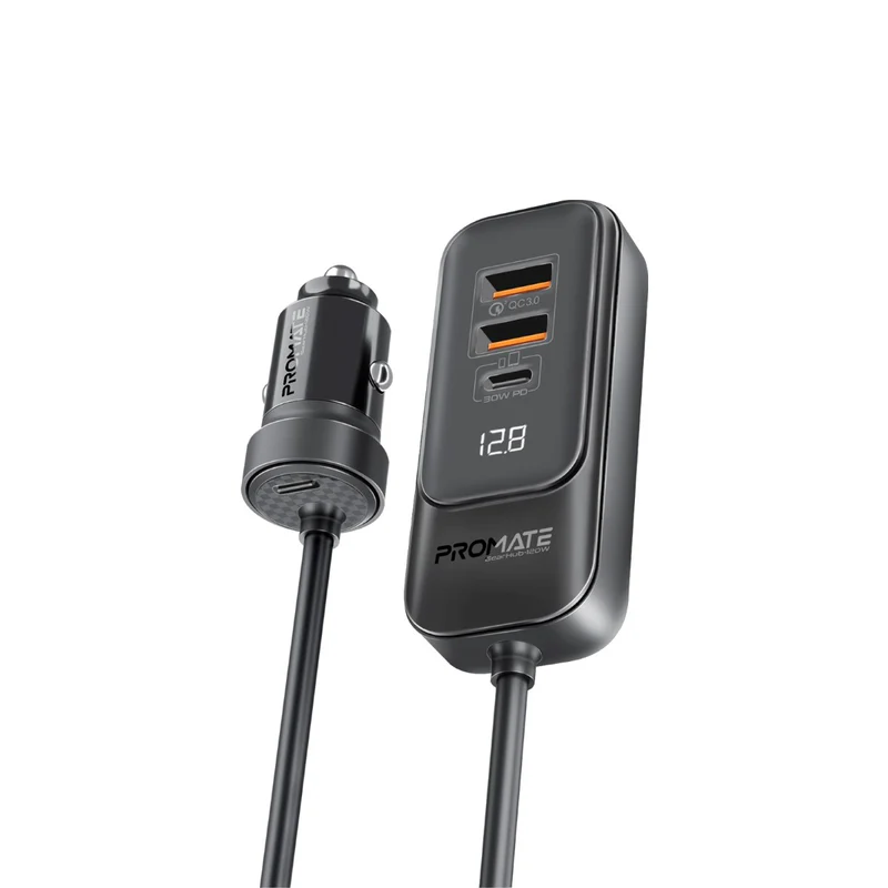 PROMAT 120W RapidCharge™ Car Charger with Multi-Port Backseat Charging Hub 