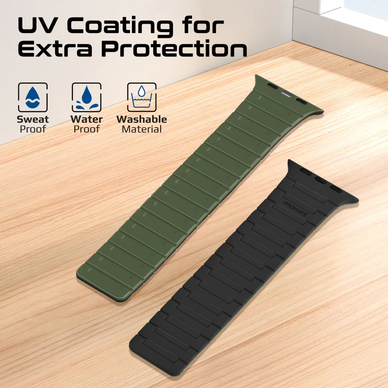 Promate Premium Magnetic Silicone Watch Band Grey