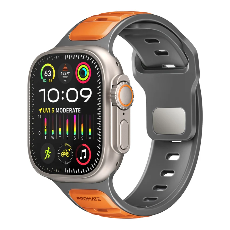 Promate Durable Two-Toned Silicone Sporty Watch Band Orange