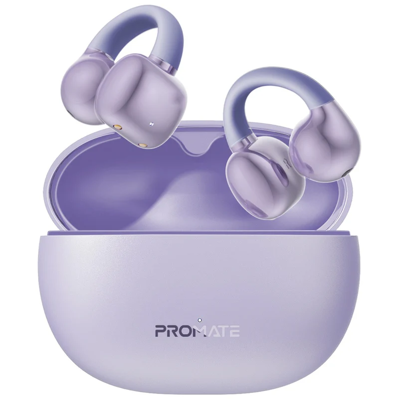 Promate AudioFit Open Ear Clip On TWS Earbuds w/ IntelliTouch-Purple