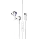 Promate LumiSound™ Transparent Stereo USB-C Wired RGB Earphones white