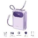 Promate Powerpod-20 20000mAh Ultra Compact 35W Superspeed Power Bank With Built-In Usb-C & Lightning Cable (Purple) 