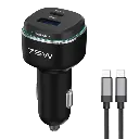 Powerology 75W Dual-Port High-Power Car Charger With Type-C to Type-C cable