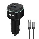 باورولوجي شاحن سيارة عالي الطاقة بمنفذين بقوة 75 وات  مع كيبل تايب سي الى ايفون