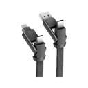 Bazic GoCharge Alucable 4 in 1 Input USB-A and USB-C to Output USB-C and Lightning Cable 1m - Black