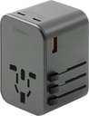 Energea Travelworld 2-Port USB-C And 1-Port USB-A GaN 65W Travel Adapter - Gunmetal