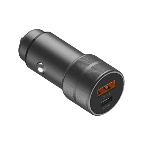 Energea AluDrive 2 USB-C PD20 + USB-A QC 3.0 Duo Port Aluminum 38W Car Charger - Gunmetal