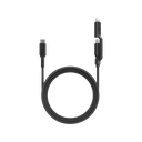 Energea Flow Duo USB-C To USB-C + Lightning 480Mbps 240W 1.5m Cable - Black