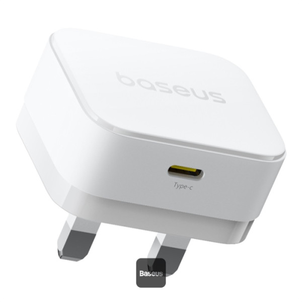 شاحن حائط Baseus Palm 20W PD Type-C للشحن السريع - شاحن USB-C فائق السرعة - أبيض