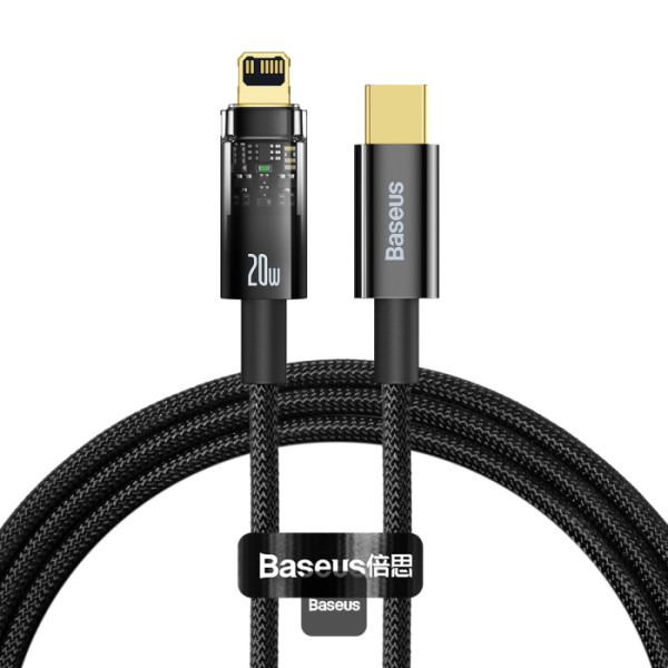 Baseus Explorer Series Auto Power Off Type-C to Lightning Cable - 20W PD Fast Charging Cable and 480Mbps Data Transfer 1M - Black
