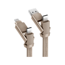 Bazic GoCharge Alucable 4 in 1 Input USB A and USB-C to Output USB-C and Lightning Cable 15cm - Gold