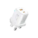 Promate Ultra-Fast Dual Port AC Charger with 25W Power Delivery and QC 3.0  white