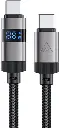  Acefast C15-03 USB-C to USB-C zinc alloy digital display braided charging data cable Black  